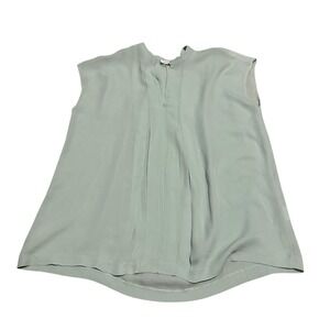 Vince Silk Sleeveless Pintuck Pleated‎ Collarless Tunic Top Seafoam Green Size S